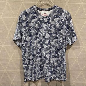 ROBERT GRAHAM St. Lucie Camo T-Shirt Blue Size L Cotton Jersey Short Sleeve